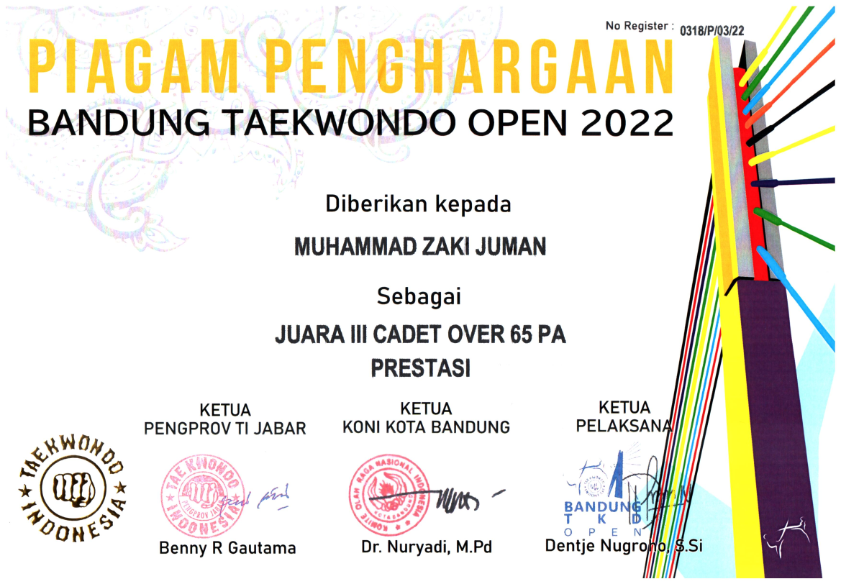 Juara 1 dan 3 Kejuaraan Bandung Taekwondo Open 2022 – SMP Telkom Bandung